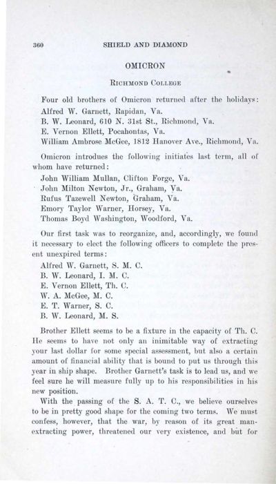 Omicron, February 1919